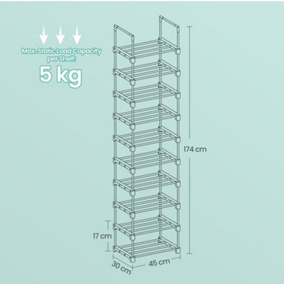 SONGMICS Shoe Rack, 10-Tier Metal Shoe Storage Organiser, Customisable ...