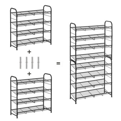 SONGMICS Shoe Rack, 3-Tier Shoe Organizer, Metal Shoe Shelf Storage ...