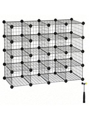 SONGMICS Shoe Rack, Modular DIY Storage Unit Metal Wire Grid ...