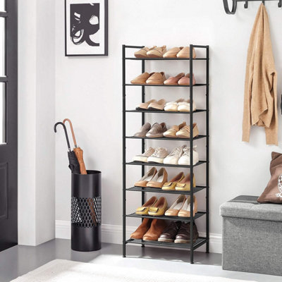 SONGMICS Shoe Stand, 8-Tier Vertical Storage Rack for Multiple Pairs, Black
