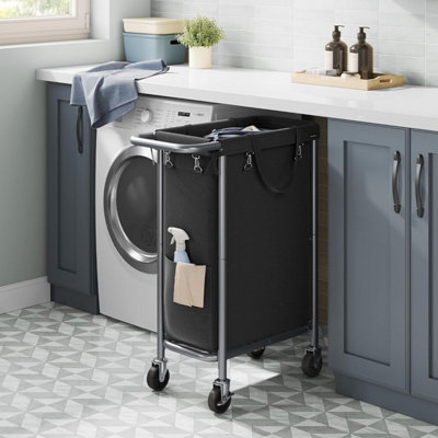SONGMICS Single Laundry Basket on Wheels, Laundry Hamper, Removable ...