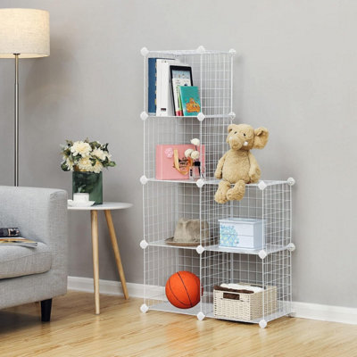 SONGMICS Storage Cabinet, Shelf, Lattice Panels, 6 Compartments, Large ...