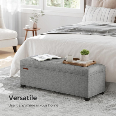 SONGMICS Storage Ottoman Storage Bench with Feet Footstool with Lid Bed End Stool Padded Chair Light