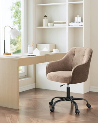 SONGMICS Swivel Office Chair Desk Seating Chic Makeup Vanity Style Adjustable Height Armrest Support Walnut Brown DIY at B Q