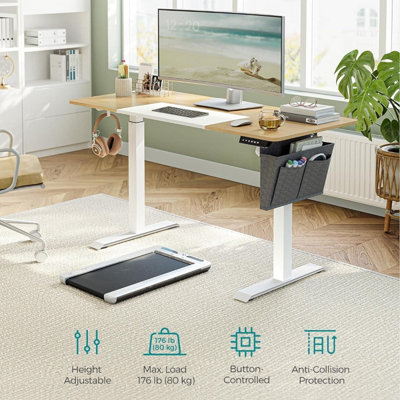 SONGMICS Table, Standing Desk, Height Adjustable Desk, Electric Powered