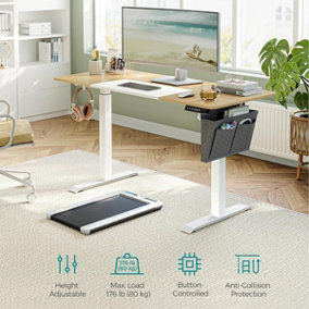SONGMICS Table, Standing Desk, Height Adjustable Desk, Electric Powered, 4 Memorable Heights, Straw Yellow and Classic White