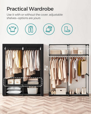 SONGMICS Wardrobe, Clothes Storage Wardrobe for Bedroom with 2 Clothes ...