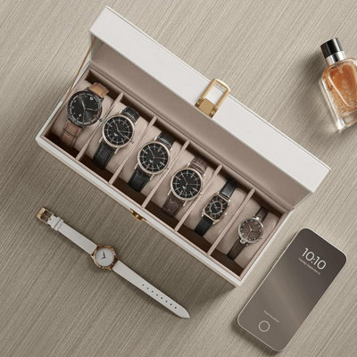 SONGMICS Watch Display Case, Glass Top Watch Box, Removable Pillows ...