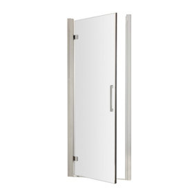 Sonic 8mm Toughened Safety Glass Hinged Shower Door & Bar Handle, Chrome, 700mm - Balterley