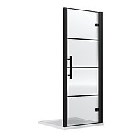 Sonic 8mm Toughened Safety Glass Hinged Shower Door, Black, 800mm - Balterley