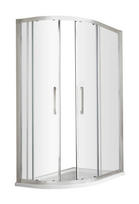 Sonic 8mm Toughened Safety Glass Offset Shower Quadrant & Bar Handle, Chrome - 1000 x 800mm - Balterley