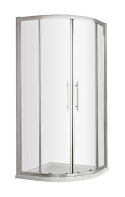 Sonic 8mm Toughened Safety Glass Shower Quadrant, Chrome - 1000mm ...