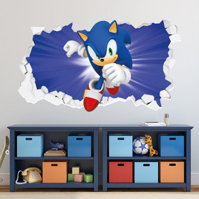 Sonic The Hedgehog - Sonic Blue Smashed Wall Sticker (90cm x 50cm)