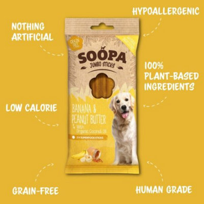 Soopa Banana & Peanut Butter Jumbo Stick 2pc 170g (Pack of 10) Price Comparisons | Compare The Build
