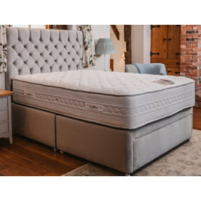 Sophia Briar-Rose Clemence Pocket Sprung Memory Foam Luxury Divan Bed Set 2FT6 Small Single 2 Drawers Side - Plush Light Silver