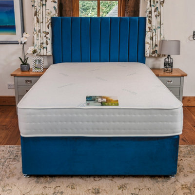 Sophia Briar-Rose Dual Season 1000 Pocket Sprung iGel Luxury Divan Bed Set 6FT Super King 2 Drawers Side - Plush Marine