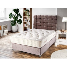 Sophia Briar-Rose La Femme Menopause 1000 Pocket Sprung NaturalDivan Bed Set 4FT6 Double Large End Drawer- Plush Velvet Pink