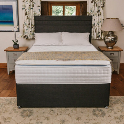 Sophia Briar-Rose Nova 1000 Pocket Sprung  Cushioned Pillow Top Memory Foam Bed Set 5FT King 4 Drawers - Naples Slate