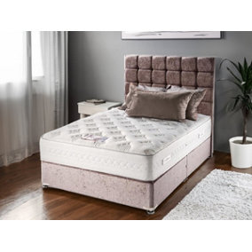 Sophia Briar-Rose Pandora 1000 Pocket Sprung Memory Foam Bed Set 4FT Small Double Continental- Plush Velvet Pink