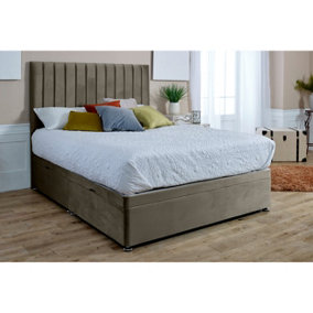 Sophia Divan Ottoman with matching Footboard Plush Bed Frame With Lined Headboard - Grey