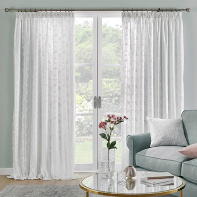 Sophia Jacquard Pair of Pencil Pleat Curtains