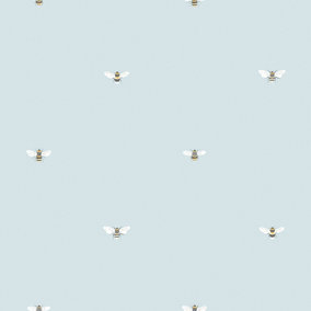 Sophie Allport Blue Bees Pearl effect Embossed Wallpaper
