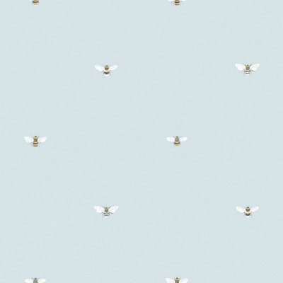 Sophie Allport Duck Egg Bees Pearl effect Embossed Wallpaper