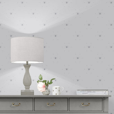 Sophie Allport Grey Bees Pearl effect Embossed Wallpaper