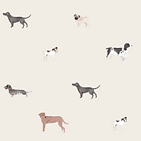 Sophie Allport Natural Dogs Pearl effect Embossed Wallpaper