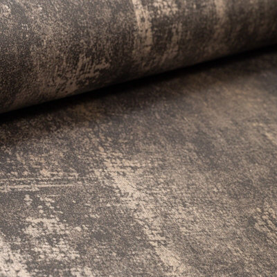 Sophie Laurence Industrial Distressed Concrete Charcoal MetallicCopper Wallpaper