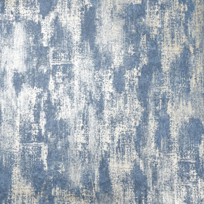Sophie Laurence Industrial Distressed Concrete Navy Blue Metallic Gold Wallpaper