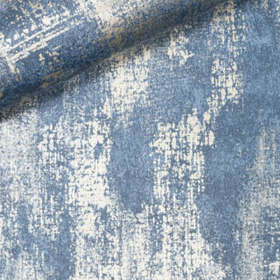 Sophie Laurence Industrial Distressed Concrete Navy Blue Metallic Gold Wallpaper