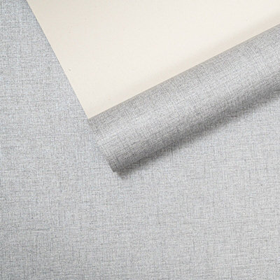 Sophie Laurence Plain Linen Effect Texture Silver Grey Heavyweight Wallpaper