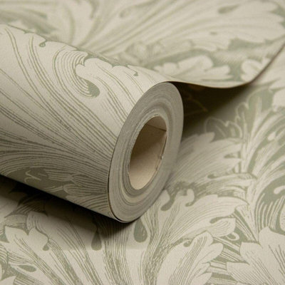 SOPHIE LAURENCE Rossetti Green Floral Wallpaper Cream Leaves Flowers