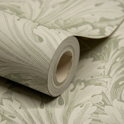 SOPHIE LAURENCE Rossetti Green Floral Wallpaper Cream Leaves Flowers