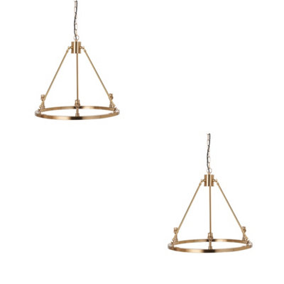Sophisticated 2 Pack of Brushed Aged Brass Ceiling Pendant Lights