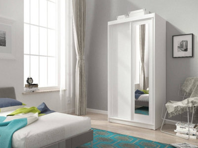 Sophisticated Alaska Sliding Two Door Wardrobe 1000mm x 2060mm x 620mm - Elegant Mirrored Storage Solution