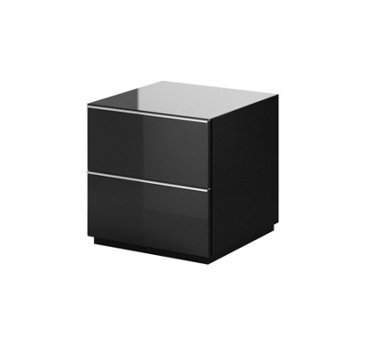 Sophisticated Black Helio 38 TV Cabinet, Compact Storage with Drawer & Open Shelf, Cable Management, H500mm W500mm D480mm