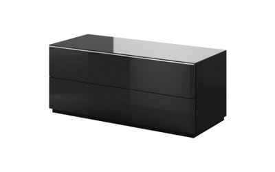 Sophisticated Black Helio 41 TV Cabinet, Glamorous Storage with Pull-Down Door, Perfect for Livingrooms, H500mm W1200mm D480mm