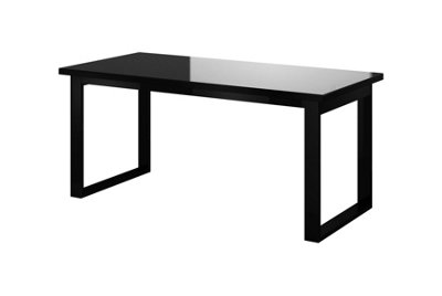 Sophisticated Black Helio 92 Extending Dining Table, Tempered Glass Front, Seats 4-6, H750mm W1700-2250mm D800mm