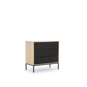 Sophisticated Black Loft Chest of Drawers H850mm W900mm D460mm with Push-To-Open System