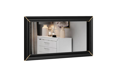 Sophisticated Black Wall Mirror H640mm W1200mm D30mm - Bold Design for Contemporary Spaces