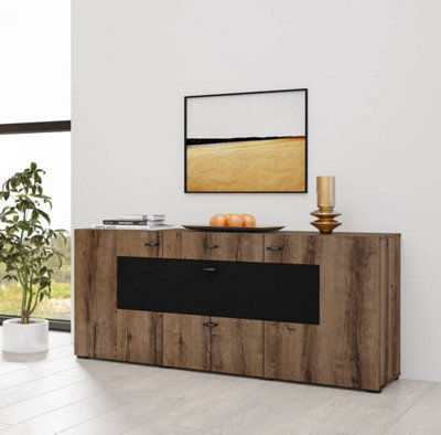 Sophisticated Coby 26 Sideboard Cabinet 1650mm in Oak Monastery & Black - Timeless Storage Solution H710mm D400mm