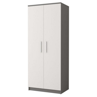 Sophisticated Grey Matt Hinged Wardrobe H1930mm W800mm D500mm - Stylish Storage for Contemporary Bedrooms