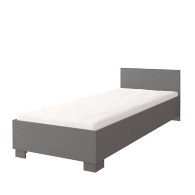 Sophisticated Grey Matt Single Bed H700mm W935mm L2060mm - Modern Elegance for Stylish Bedrooms