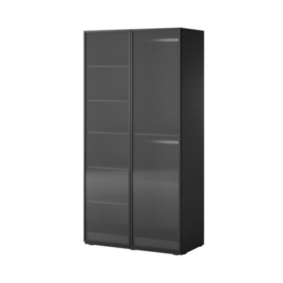 Sophisticated Lund Hinged Door Wardrobe Flutes H2000mm W1010mm D510mm in Midnight Black - Elegant Storage Marvel