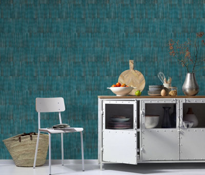 Sophisticated Modern Geometric in Blue Paste the Wall Vinyl Wallpaper DIY at B&Q