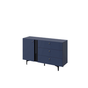 Sophisticated Navy Milano Sideboard with Shelve and Drawers - Compact Design (H)840mm (W)1380mm (D)410mm, Versatile & Chic