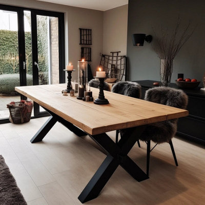 Sophisticated Oak Dining Table - 200x100cm (seats 6-8 people) | DIY at B&Q