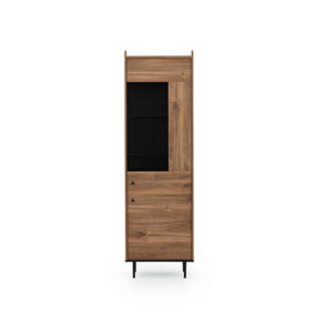 Sophisticated Vasina 09 Tall Display Cabinet 60cm - Oak Castello & Black Matt with Contemporary Metal Legs